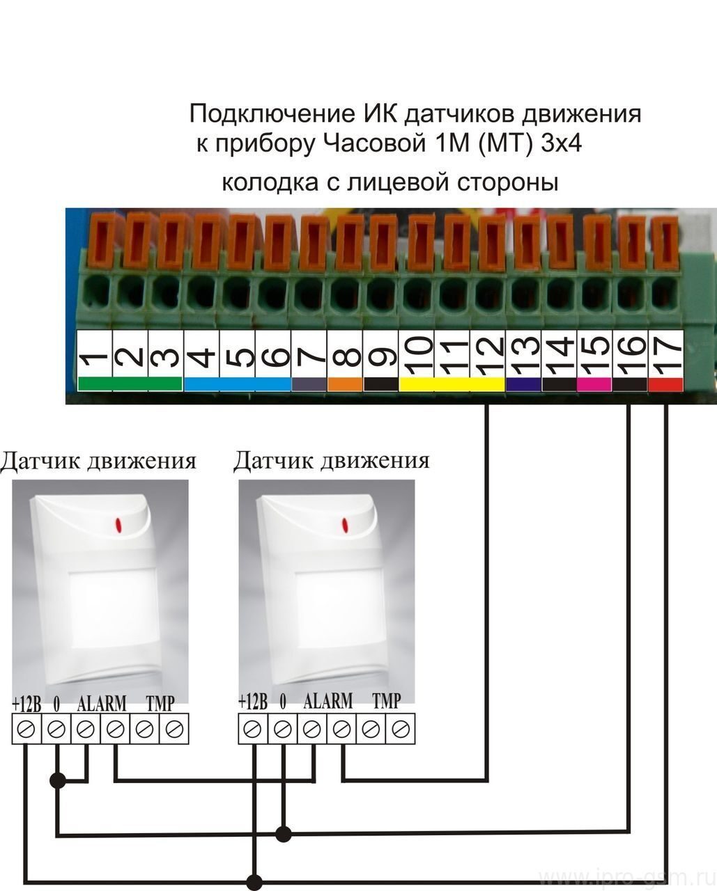 Схема подключения датчика движения к сигнализации